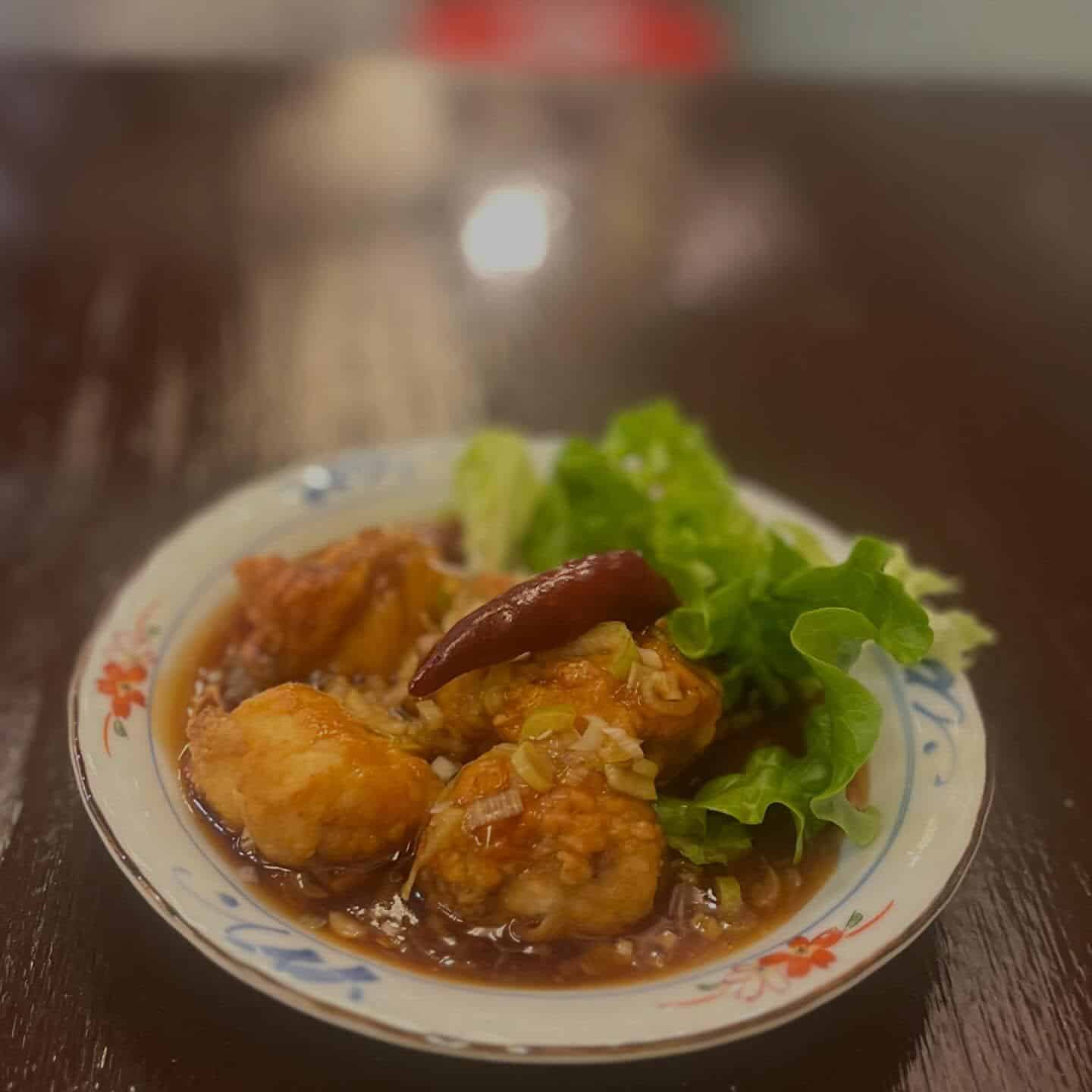 藤が丘餃子工房つづみや　アンコウの唐揚げ~甘酢餡かけ~ @藤が丘/餃子/居酒屋/中華